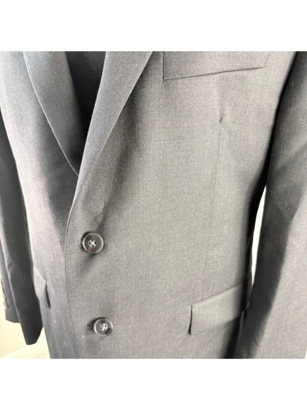 Calvin Klein Suit Jacket 40 S Black Two Button Wool Office Blazer